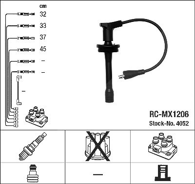 Ngk Zündleitungssatz [Hersteller-Nr. 4052] für Gaz