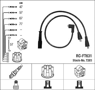 Ngk Zündleitungssatz [Hersteller-Nr. 7203] für Fiat