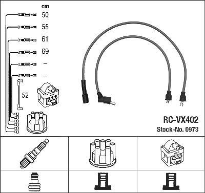Ngk Zündleitungssatz [Hersteller-Nr. 0973] für Honda, Lancia
