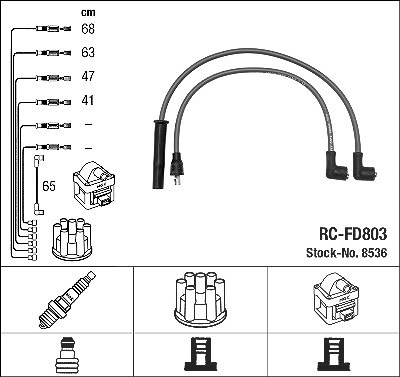 Ngk Zündleitungssatz [Hersteller-Nr. 8536] für Ford