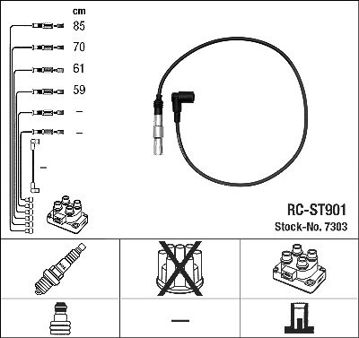 Ngk Zündleitungssatz [Hersteller-Nr. 7303] für Seat, VW