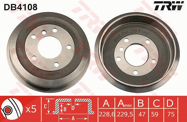 Trw Bremstrommel [Hersteller-Nr. DB4108] für BMW