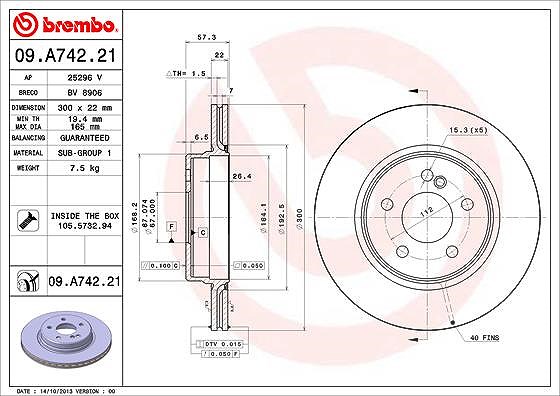 Brembo Bremsscheibe [Hersteller-Nr. 09.A742.21] für Mercedes-Benz