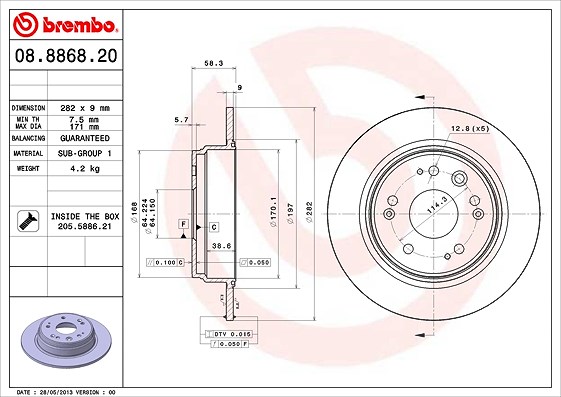Brembo Bremsscheibe [Hersteller-Nr. 08.8868.20] für Honda