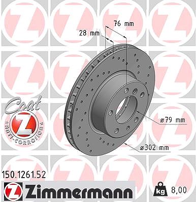Zimmermann Bremsscheibe [Hersteller-Nr. 150.1261.52] für BMW