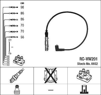 Ngk Zündleitungssatz [Hersteller-Nr. 0932] für Ford, VW