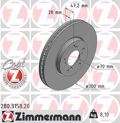 Zimmermann Bremsscheibe [Hersteller-Nr. 280.3158.20] für Honda