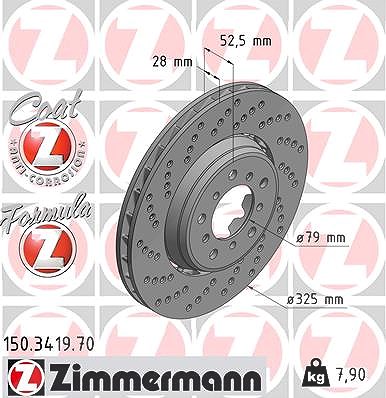 Zimmermann 1x Bremsscheibe Vorderachse Links [Hersteller-Nr. 150.3419.70] für BMW