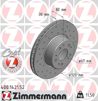 Zimmermann 1x Bremsscheibe [Hersteller-Nr. 400.1421.52] für Mercedes-Benz