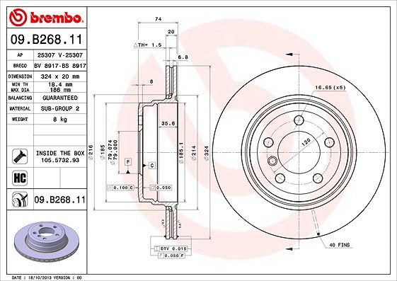 Brembo Bremsscheibe [Hersteller-Nr. 09.B268.11] für BMW