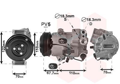 Van Wezel Kompressor, Klimaanlage [Hersteller-Nr. 3700K608] für Opel