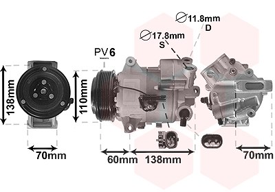 Van Wezel Kompressor, Klimaanlage [Hersteller-Nr. 3700K616] für Opel