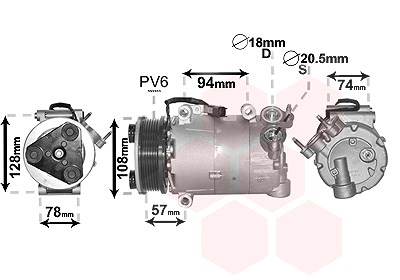 Van Wezel Kompressor, Klimaanlage [Hersteller-Nr. 1800K482] für Ford