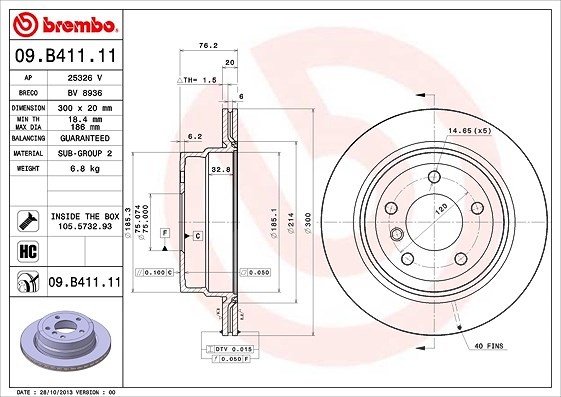 Brembo Bremsscheibe [Hersteller-Nr. 09.B411.11] für BMW