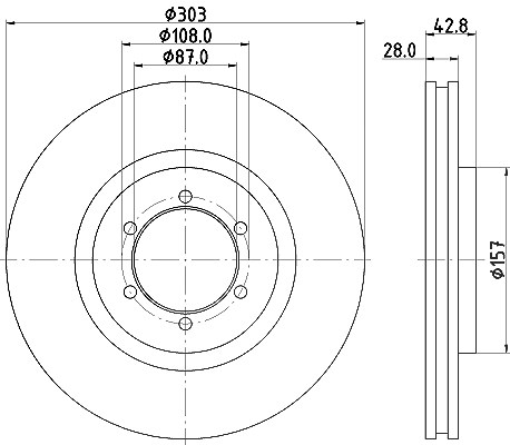Hella Bremsscheibe Vorderachse Belüftet [Hersteller-Nr. 8DD355115-721] für Hyundai