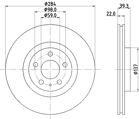 Hella Bremsscheibe [Hersteller-Nr. 8DD355105-491] für Alfa Romeo