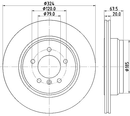 Hella Bremsscheibe Hinterachse Belüftet [Hersteller-Nr. 8DD355110-021] für BMW