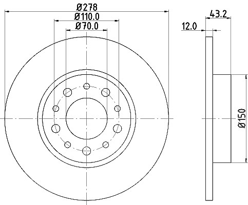Hella Bremsscheibe [Hersteller-Nr. 8DD355112-541] für Alfa Romeo