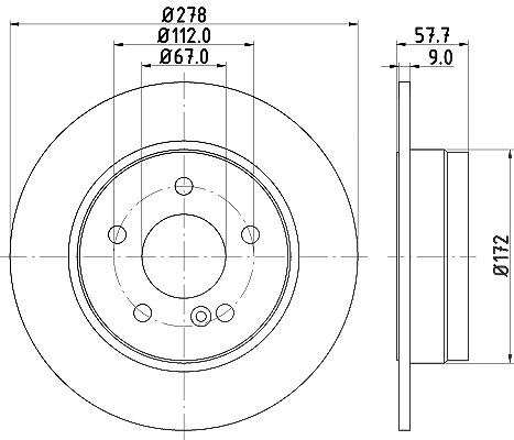 Hella Bremsscheibe Hinterachse Voll [Hersteller-Nr. 8DD355114-181] für Mercedes-Benz