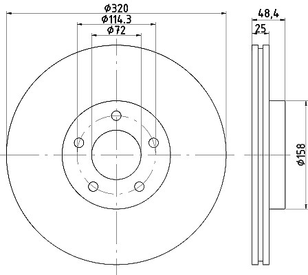Hella 1x Bremsscheibe [Hersteller-Nr. 8DD355117-891] für Mazda