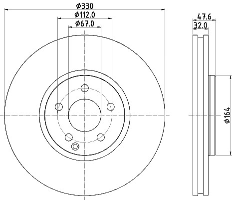 Hella 1x Bremsscheibe [Hersteller-Nr. 8DD355120-961] für Mercedes-Benz