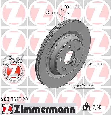 Zimmermann Bremsscheibe [Hersteller-Nr. 400.3617.20] für Mercedes-Benz