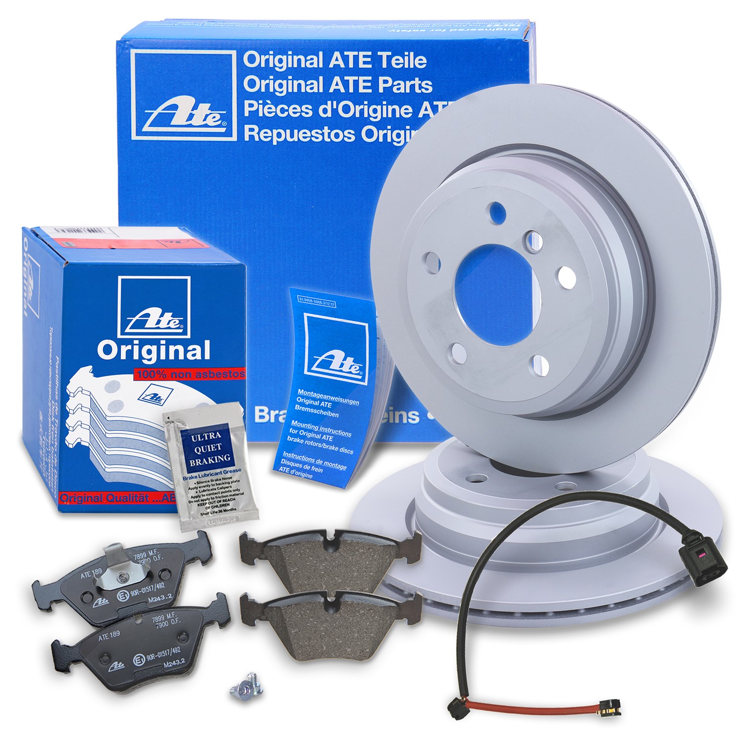Ate Bremsscheiben +Bremsbeläge +Warnkontakt hinten [Hersteller-Nr. 40277980] für BMW