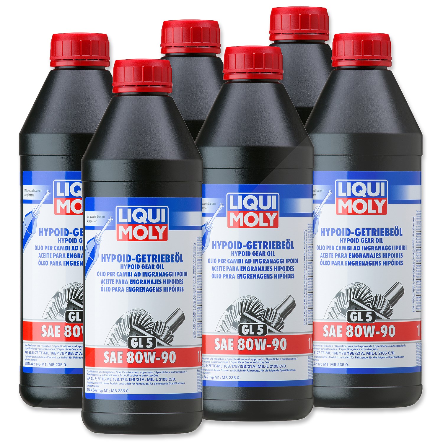 Liqui Moly 6x 1 L Hypoid-Getriebeöl (GL5) SAE 80W-90 [Hersteller-Nr. 4406]