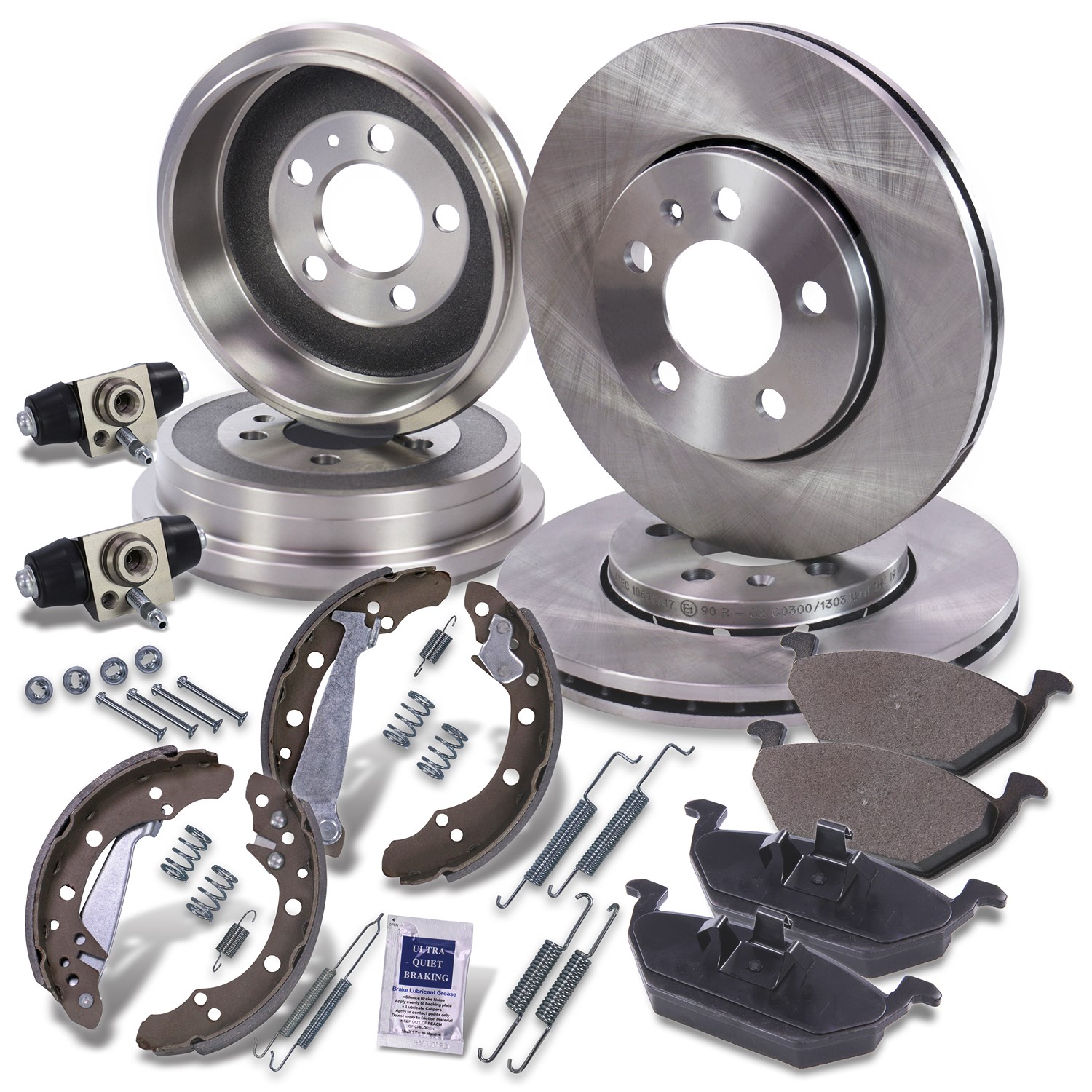 Bestprice Komplettset Bremsscheiben+Bremsbacken Vorne+Hinten [Hersteller-Nr. 10605026] für VW, Seat