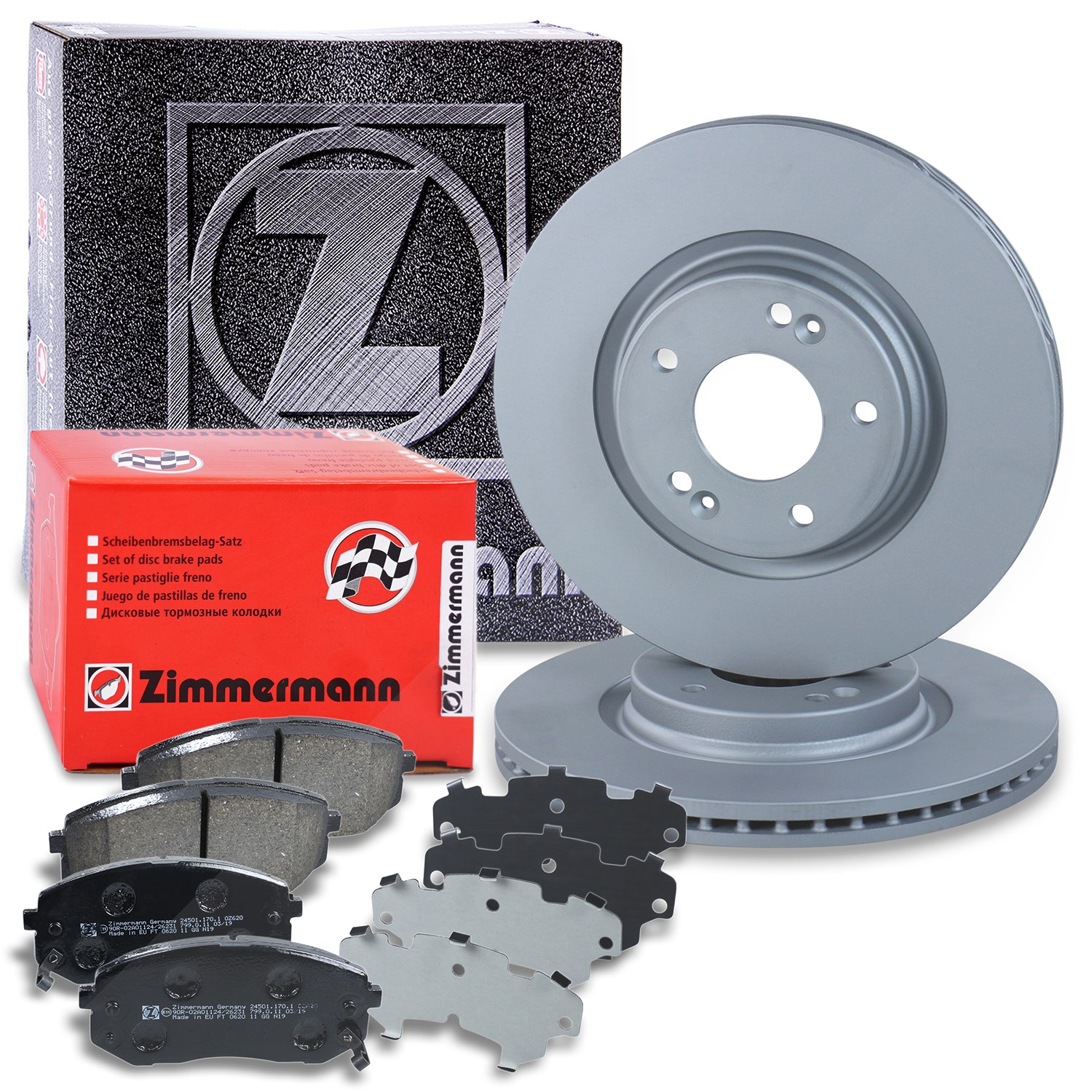 Zimmermann Bremsscheiben+Beläge Vorne Belüftet [Hersteller-Nr. 40192157] für Hyundai, Kia