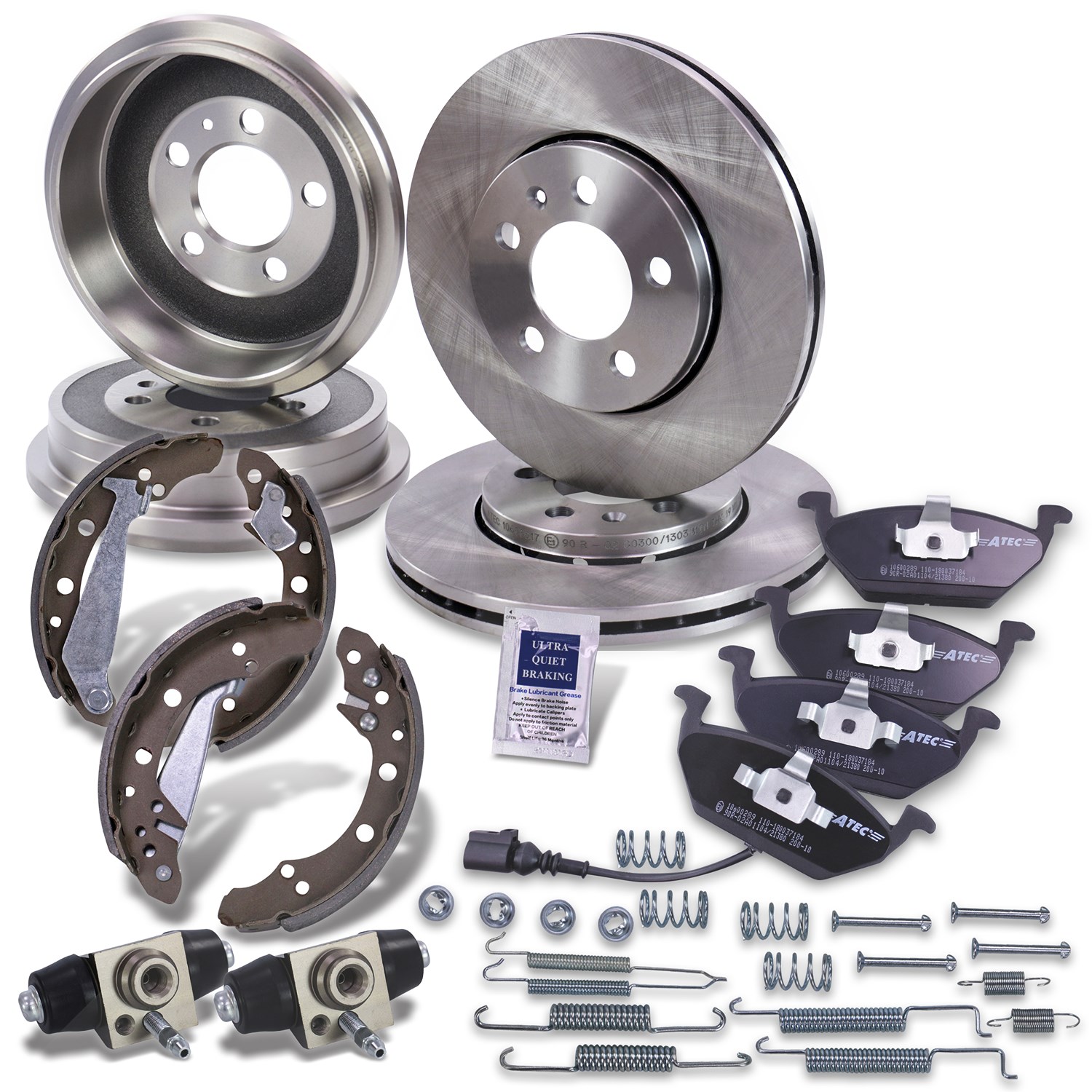 Bestprice Komplettset Bremsscheiben+Bremsbacken Vorne+Hinten [Hersteller-Nr. 10605131] für VW, Skoda