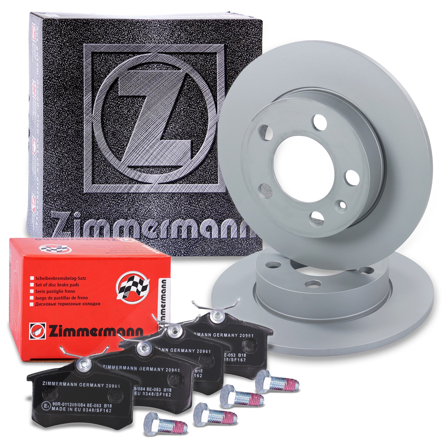 Zimmermann Bremsscheiben + Bremsbeläge Hinterachse [Hersteller-Nr. 10697314] für Audi, VW, Seat, Skoda