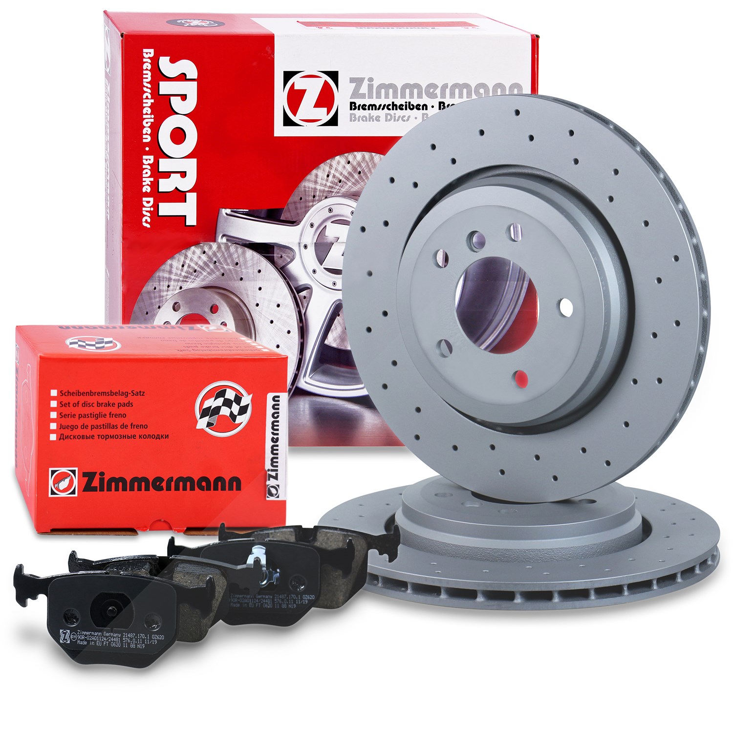 Zimmermann SPORT-Scheiben + Beläge Hinten Belüftet [Hersteller-Nr. 10697594] für BMW