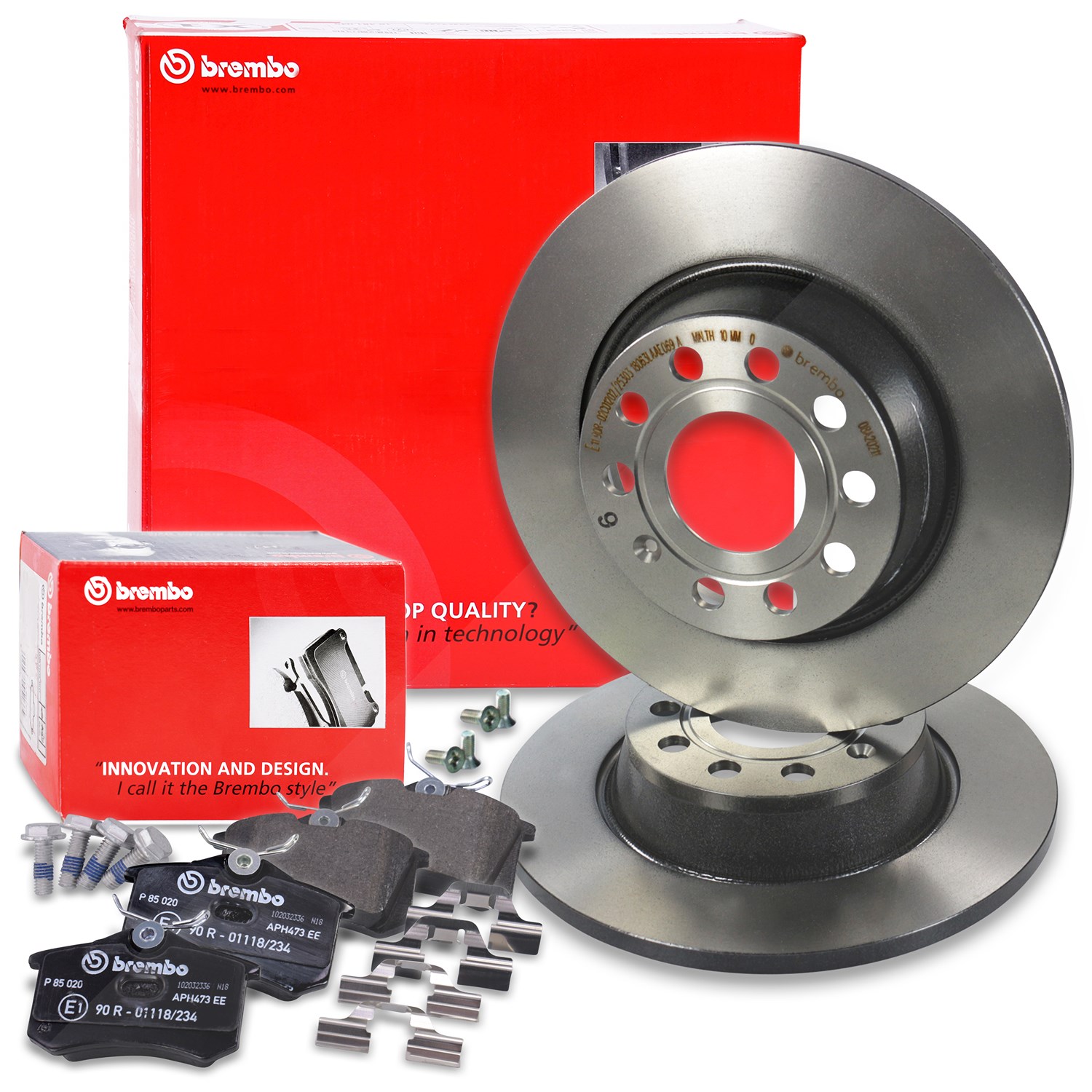 Brembo Bremsscheiben Coated+Bremsbeläge Hinten [Hersteller-Nr. 10698042] für Seat