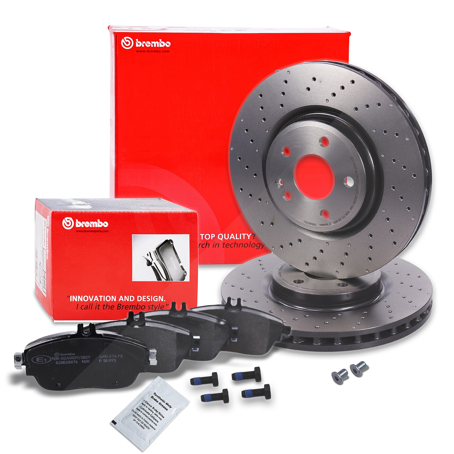Brembo Bremsscheiben Gelocht Belüftet Coated+Beläge Vorne [Hersteller-Nr. 10698773] für Mercedes-Benz