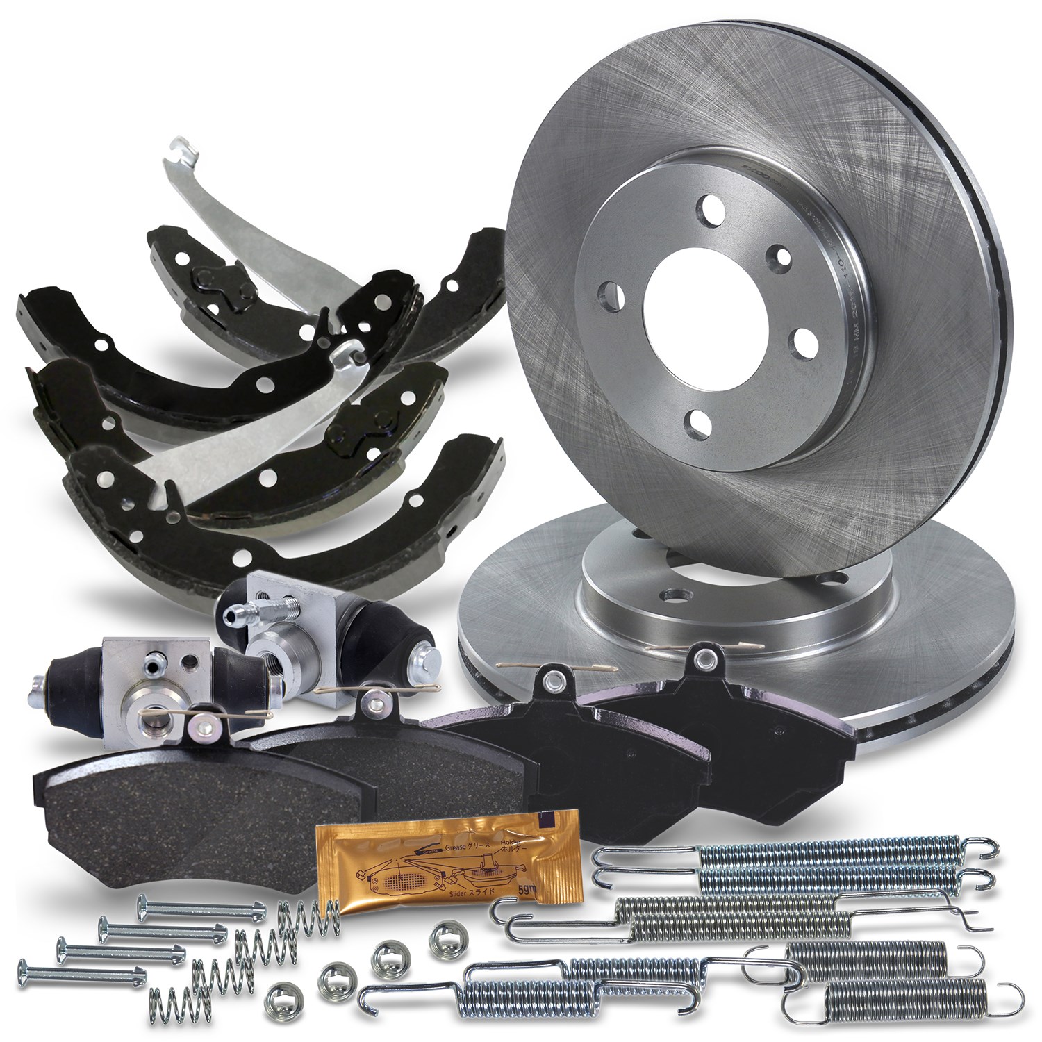 Bestprice Komplettset Bremsscheiben+Bremsbacken Vorne+Hinten [Hersteller-Nr. 34002346] für Seat, VW