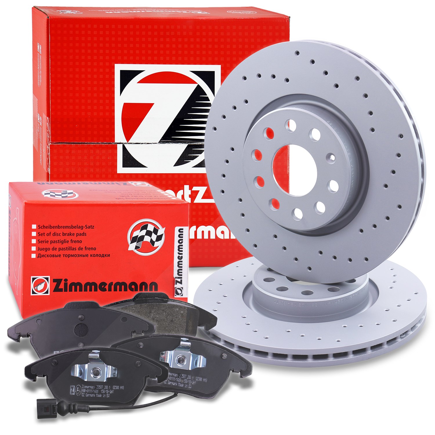 Zimmermann SPORT-Scheiben + Beläge mit VWK Vorne [Hersteller-Nr. 10697327] für Audi, VW, Seat, Skoda