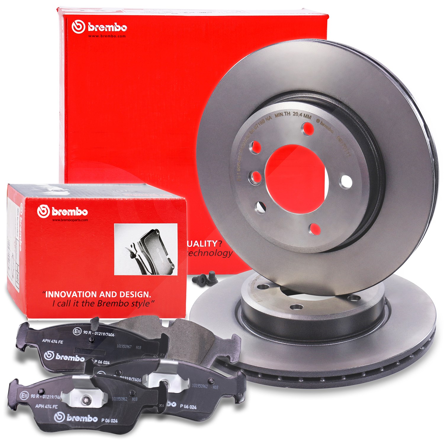 Brembo Bremsscheiben Coated+Bremsbeläge Vorne [Hersteller-Nr. 10698035] für BMW