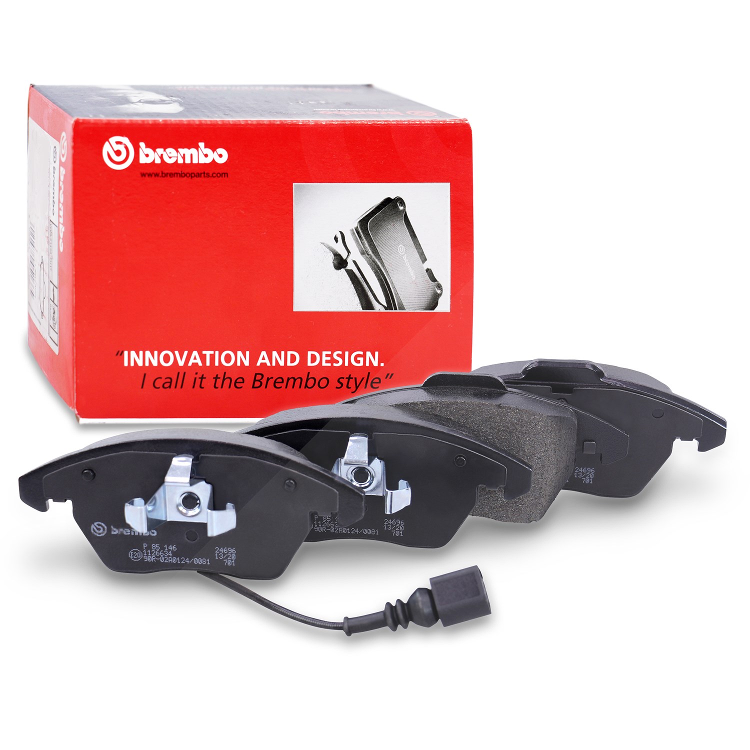 Brembo Bremsbelagsatz mit Warnkontakt vorne [Hersteller-Nr. P85146] für VW, Skoda, Audi, Seat