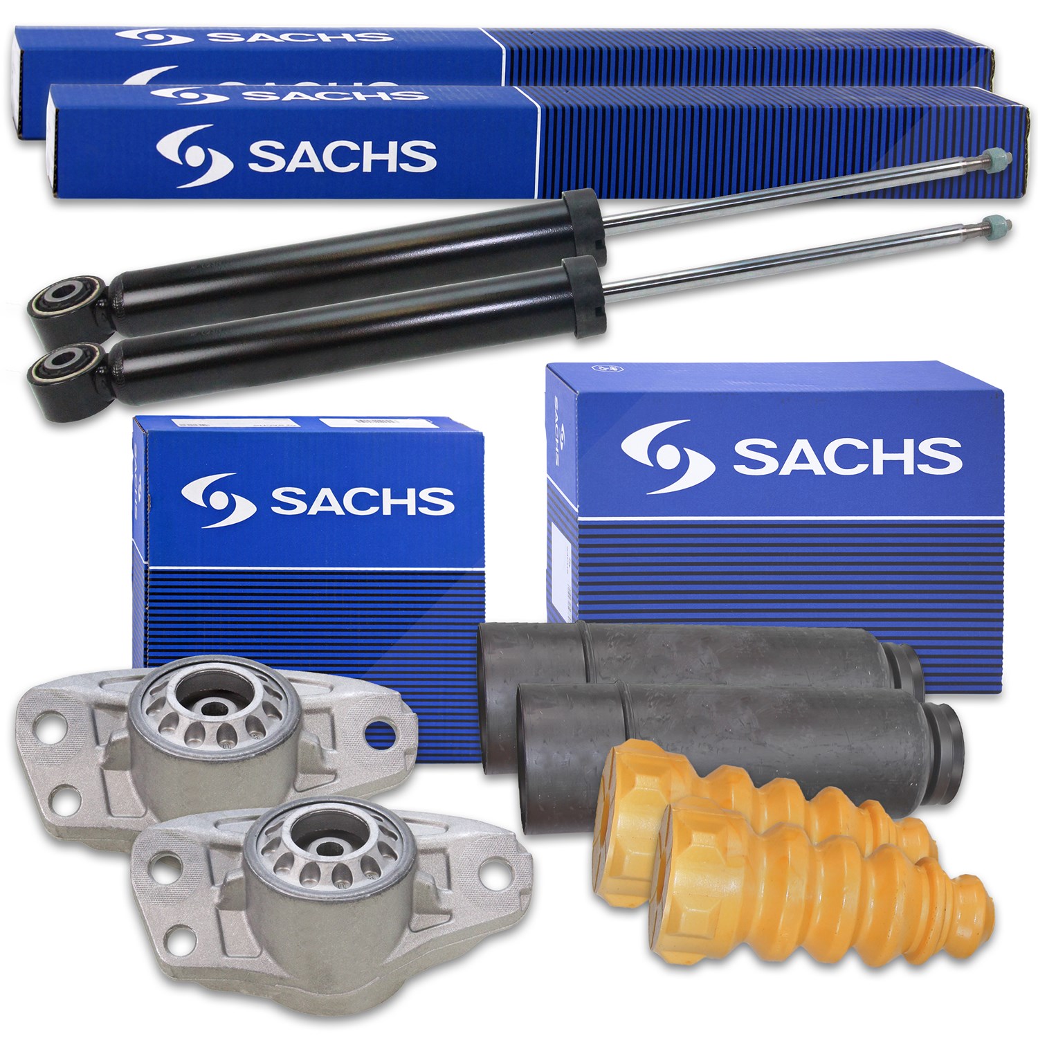 Sachs 2x Stoßdämpfer +Domlager +Staubschutz Hinterachse [Hersteller-Nr. 40279123] für Skoda, VW