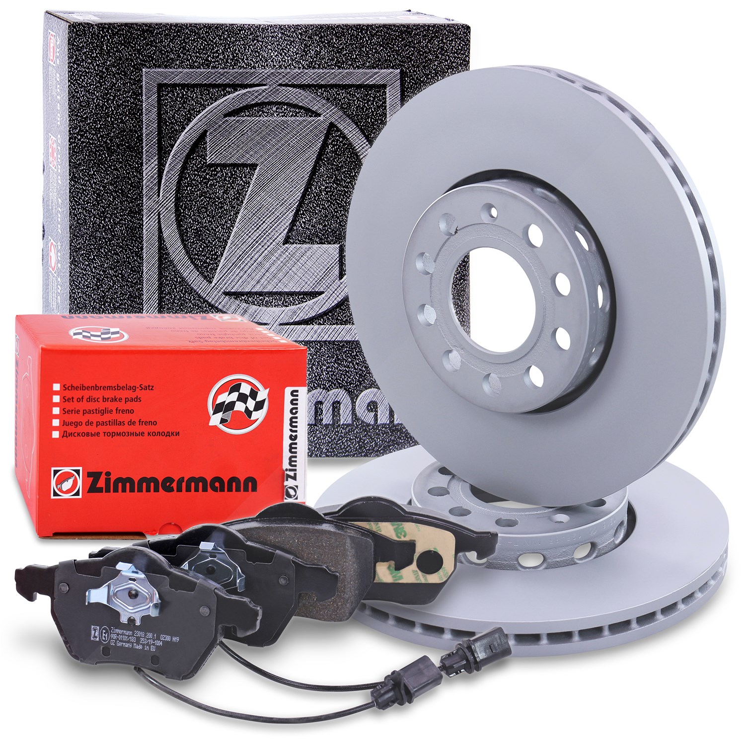 Zimmermann Bremsscheiben + Bremsbeläge Vorderachse [Hersteller-Nr. 10697684] für Skoda, Audi, Seat