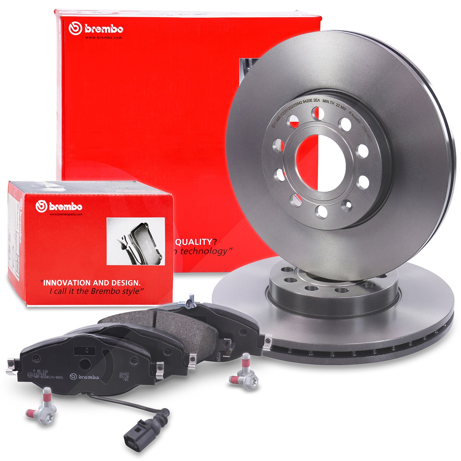 Brembo Coated Scheiben+Beläge+VWK Vorne Belüftet [Hersteller-Nr. 10698403] für Seat, Skoda, Audi, VW