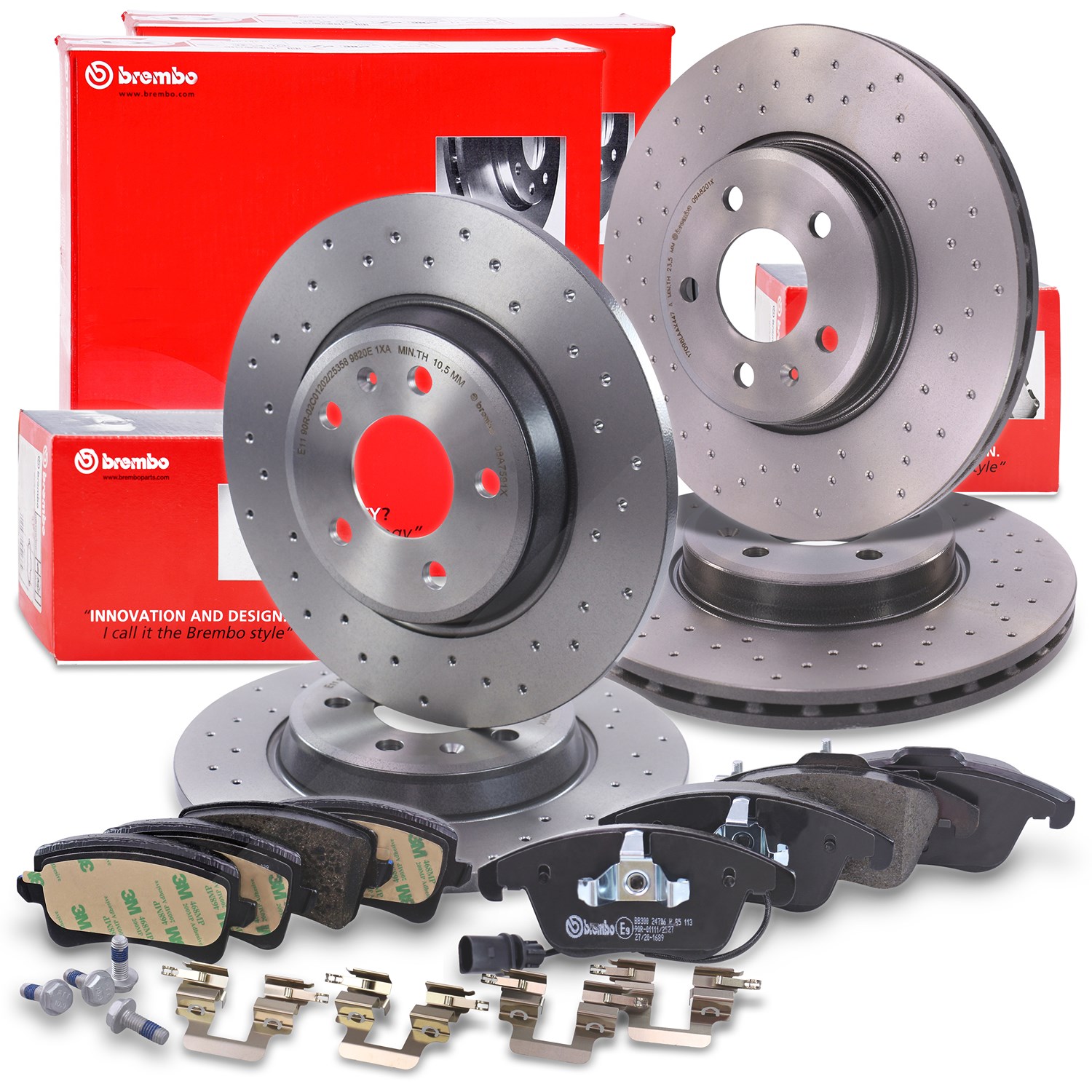 Brembo Bremsscheiben+Bremsbeläge Vorne+Hinten [Hersteller-Nr. 40278671] für Audi