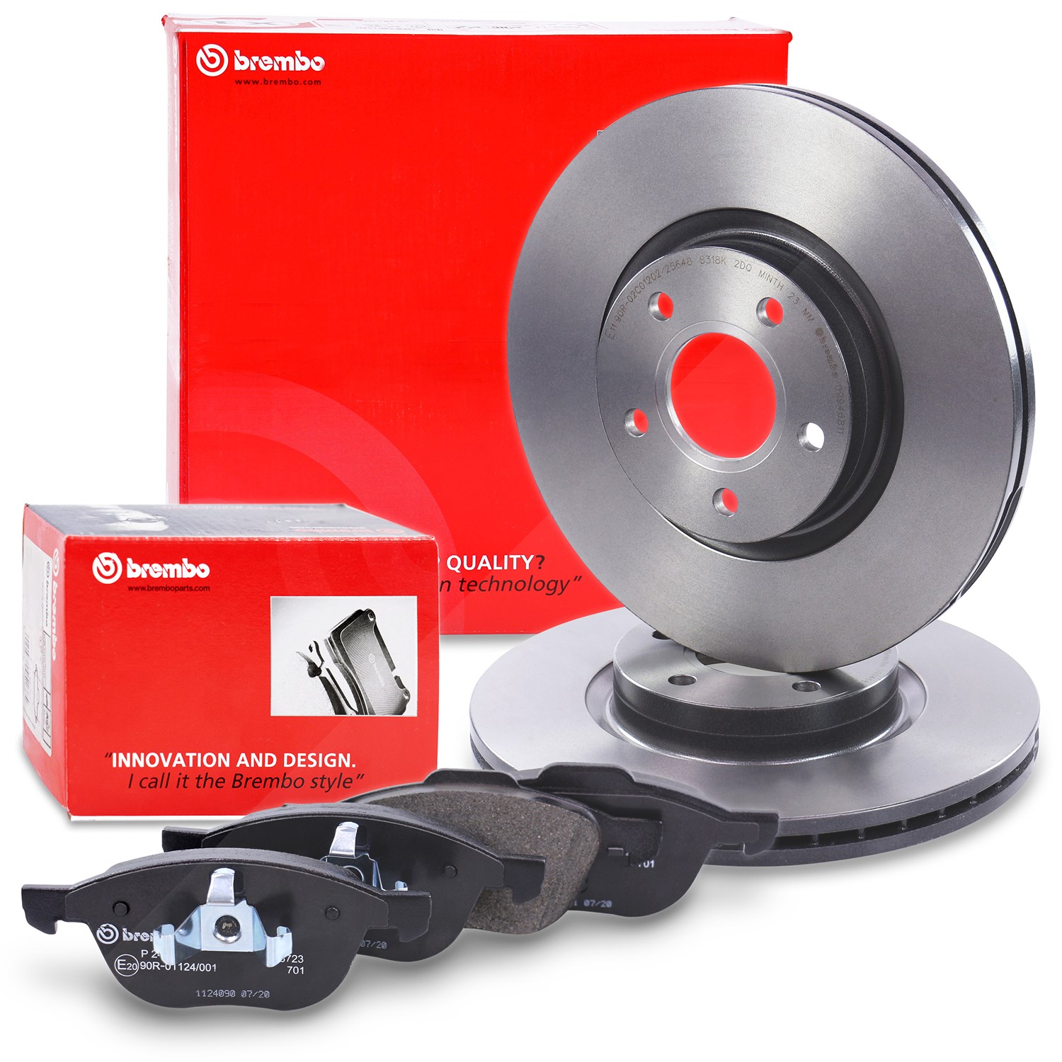 Brembo Bremsscheiben + Bremsbeläge Vorderachse [Hersteller-Nr. 40279105] für Ford, Volvo