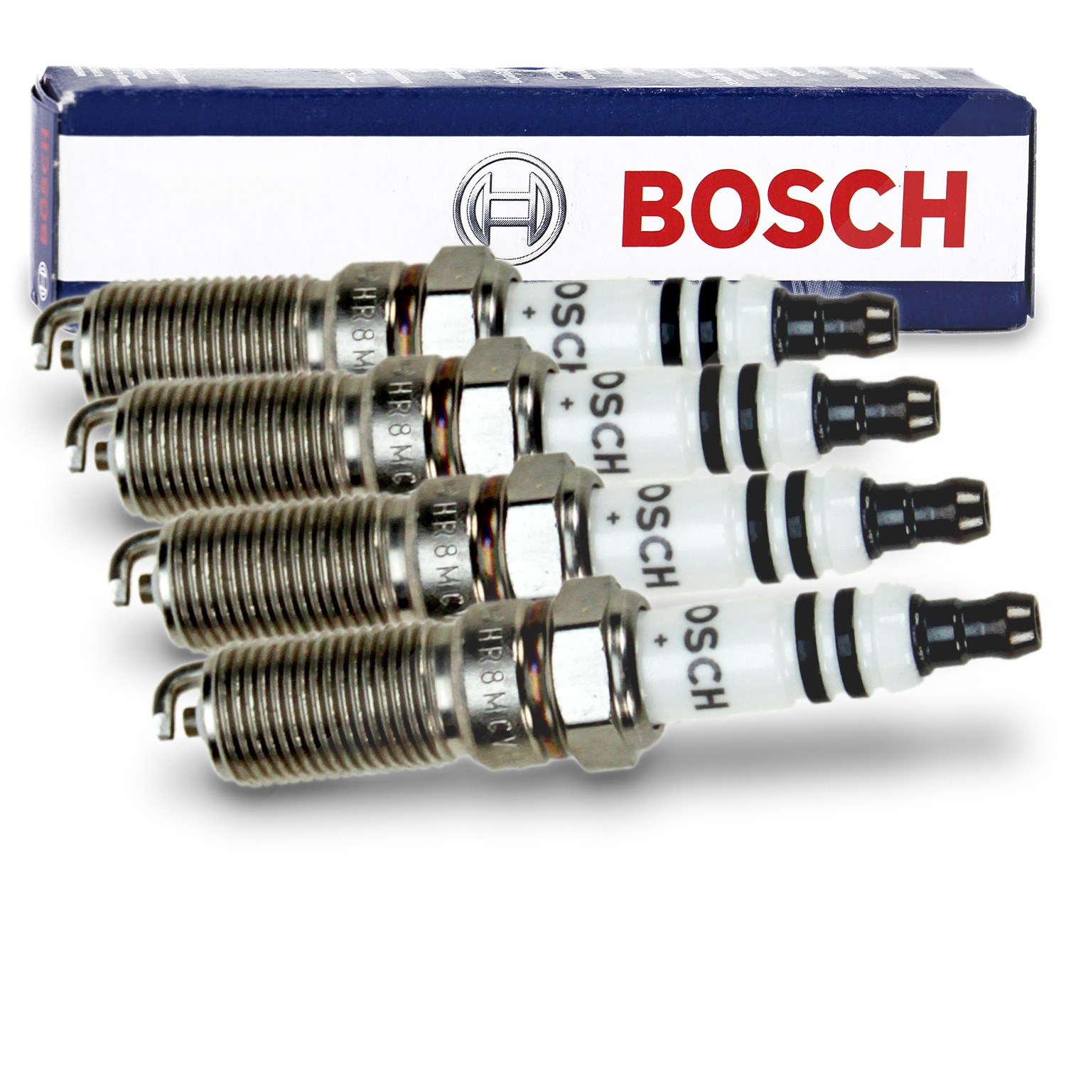 Bosch 4x Zündkerze HR8MCV+ [Hersteller-Nr. 0242229785] für Ford, Mazda, Volvo