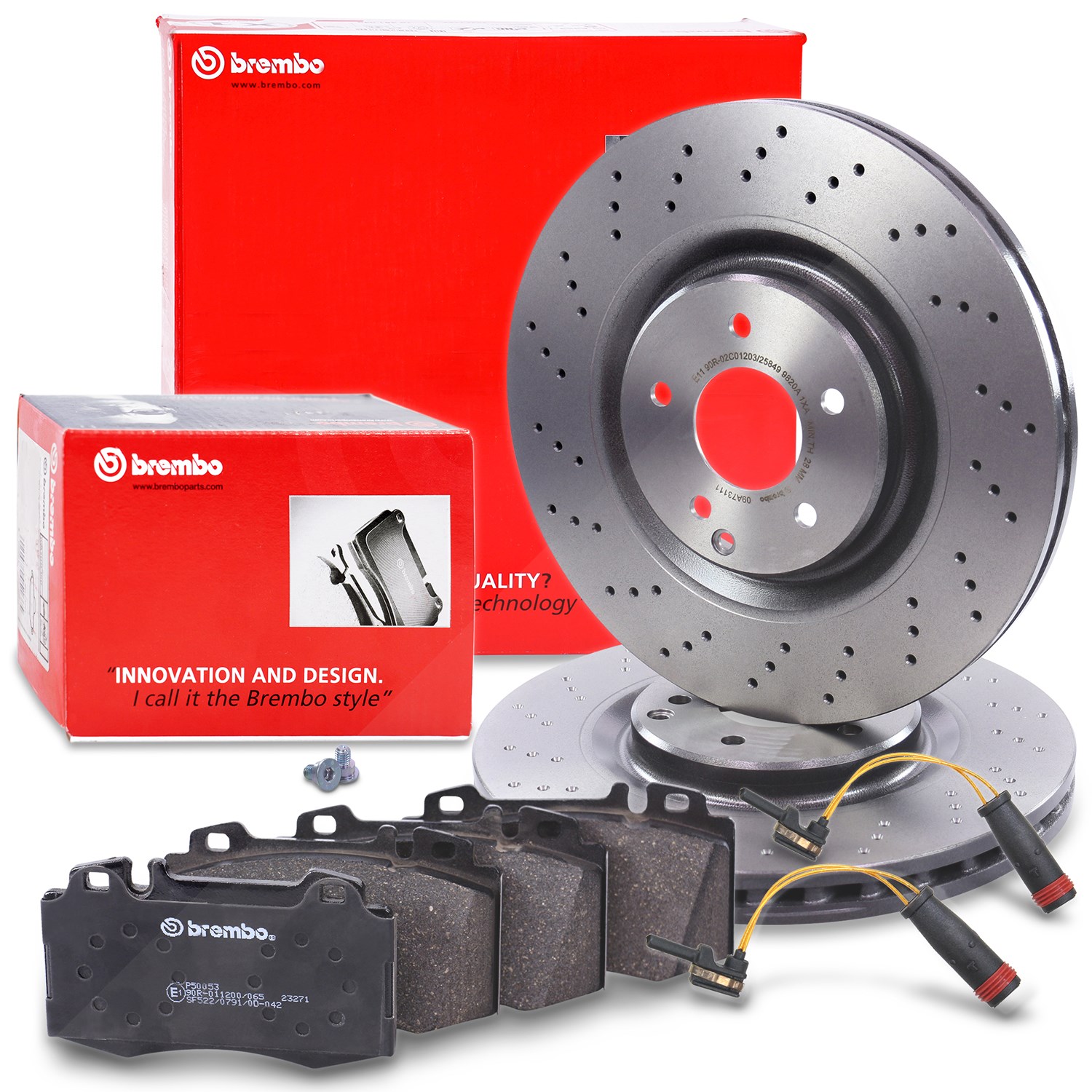 Brembo Bremsscheiben+Beläge mit Warnkontakten vorne [Hersteller-Nr. 40278962] für Mercedes-Benz
