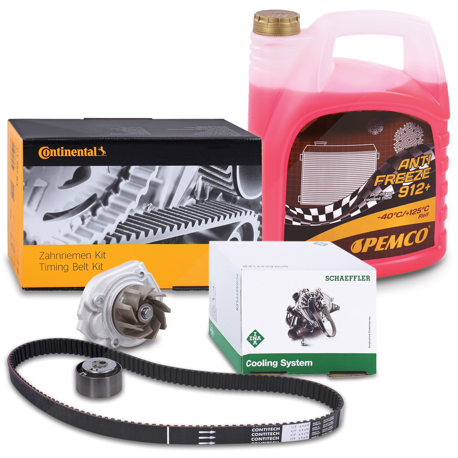 Continental Ctam Zahnriemensatz + Wasserpumpe + 5l AntiFreeze 912+ [Hersteller-Nr. 40279083] für Alfa Romeo, Fiat, Lancia, Chrysler, Ford