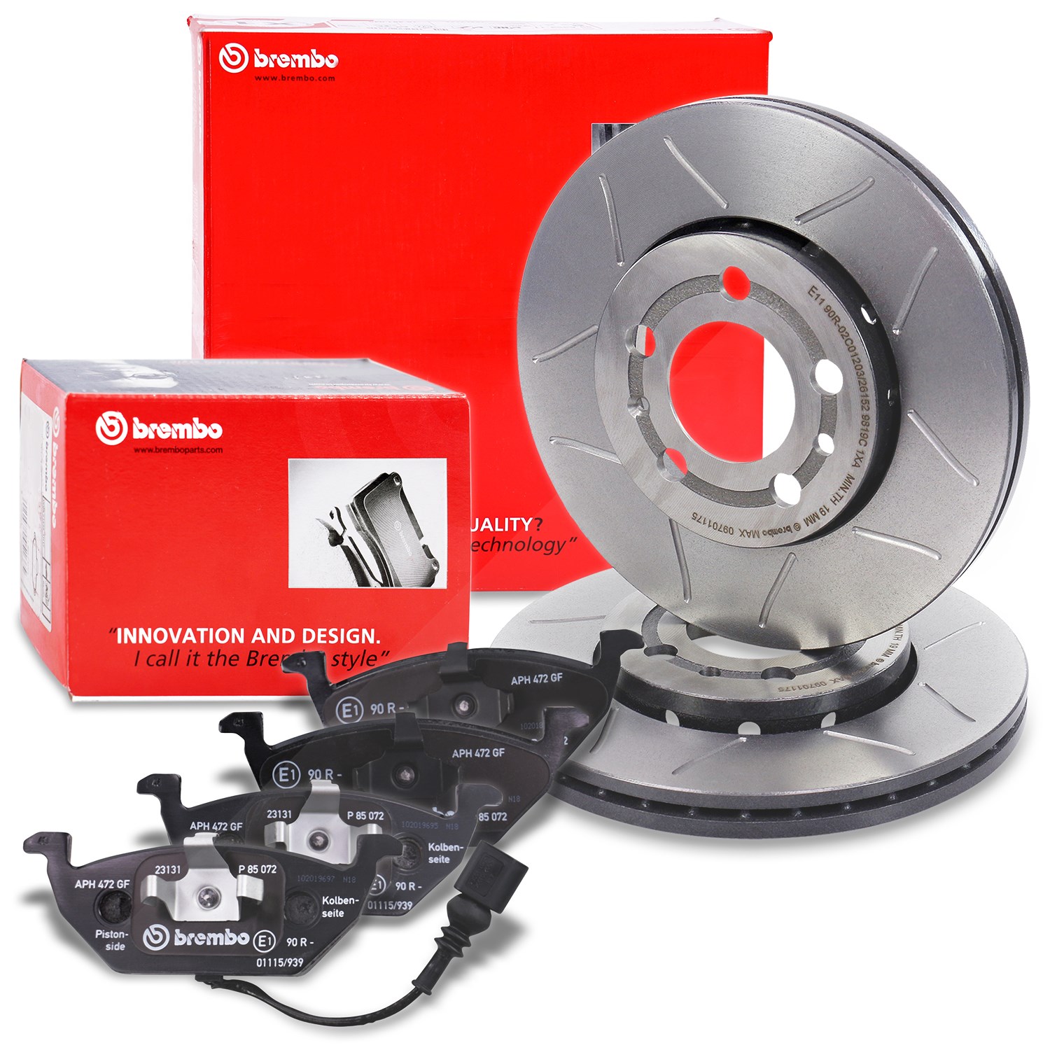 Brembo Bremsscheiben + Bremsbeläge mit VWK Vorderachse [Hersteller-Nr. 40279085] für Skoda, VW, Seat, Audi