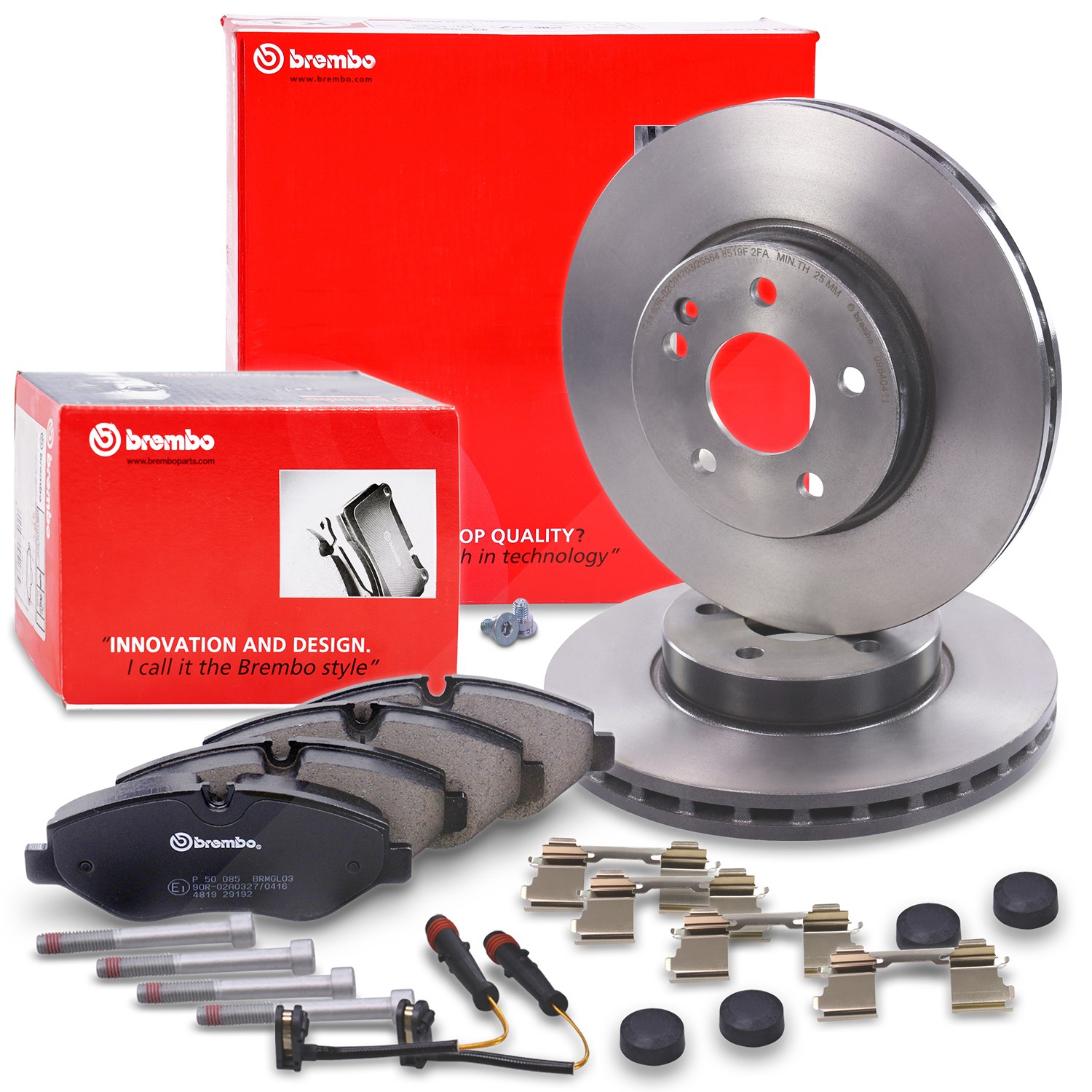 Brembo Bremsscheiben +Beläge mit VWK Vorne [Hersteller-Nr. 40279065] für Mercedes-Benz