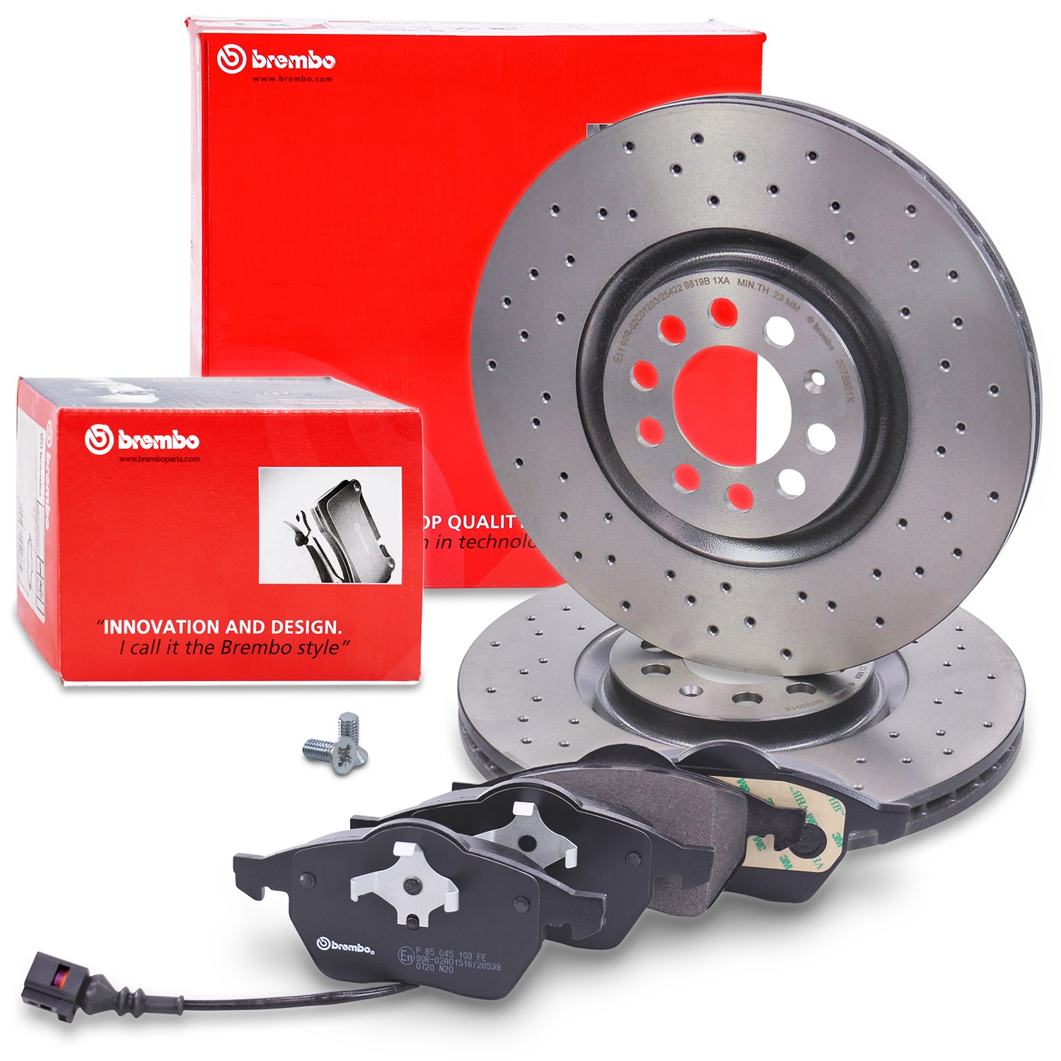 Brembo Bremsscheiben + Bremsbeläge mit VWK Vorderachse [Hersteller-Nr. 40279218] für Seat, Audi, VW, Skoda